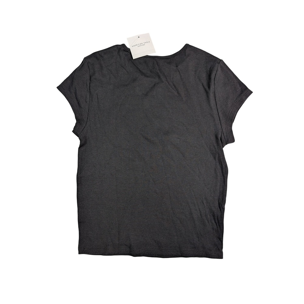 American Eagle Grey Ribbed Graphic Baby Tee Eagle 77 Tiger Short‎ Sleeve Medium - Picture 4 of 10
